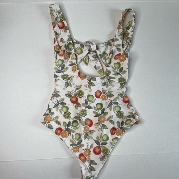 Mink Pink Valencia Cutout One Piece Swimsuit Citrus Design - Picture 6 of 7